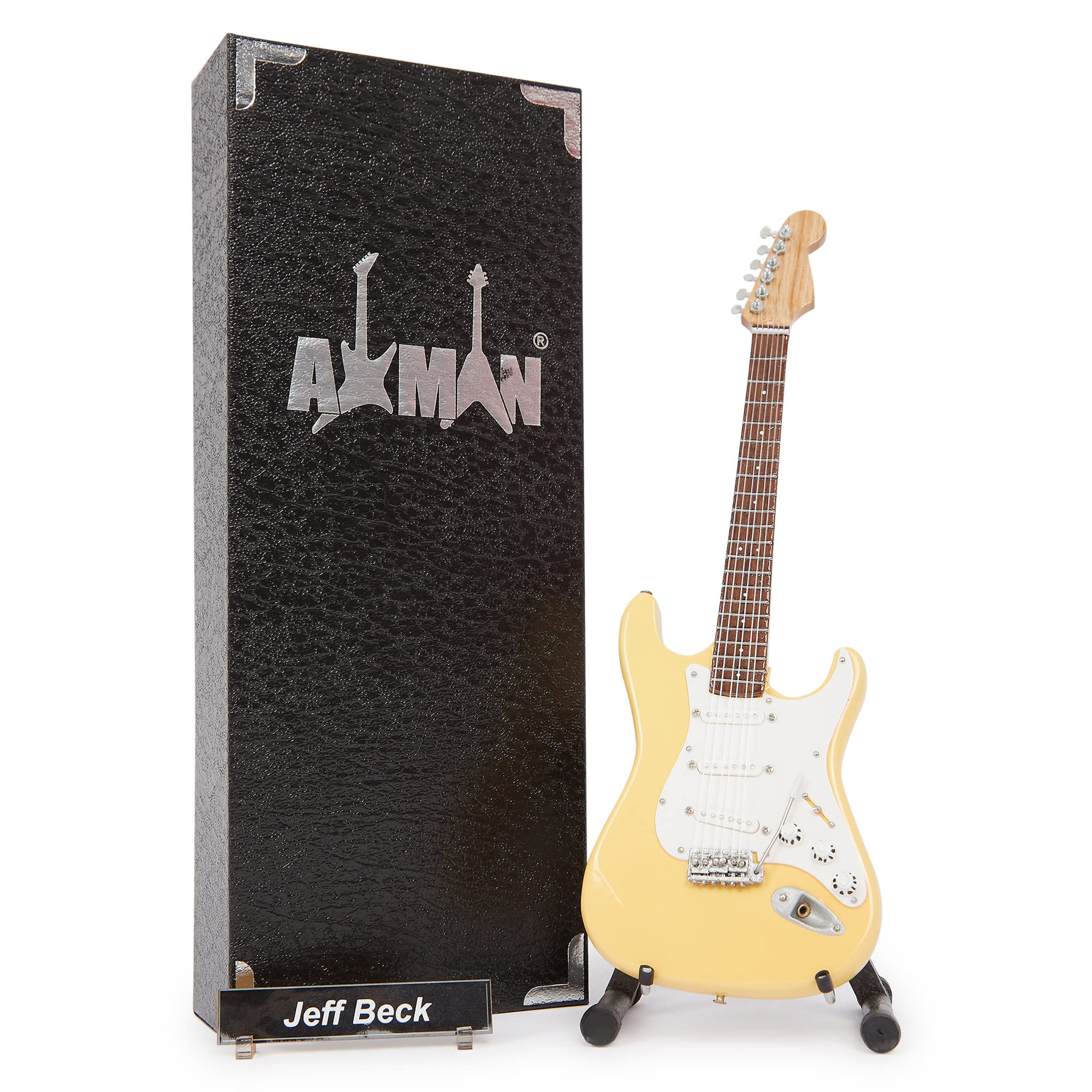 Jeff Beck (The Yardbirds): Miniature Guitar Replica - Music Gifts - Handmade Ornamental 1/4 Scale - Includes a Display Box, Name Tag and Miniature Guitar Stand
