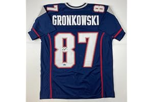HOFSM.COM HALL OF FAME SPORTS MEMORABILIA Facsimile Autographed Rob Gronk Gronkowski New England Blue Reprint Laser Auto Football Jersey Size Men's XL