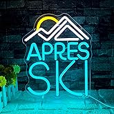 Apres Ski Neon Sign, Dimmable LED Neon Light, USB Powered Wall Art, Goggles Winter Sports Decor for Bedroom, Man Cave, Home, Birthday Gifts for Skier(10.6 * 13in)