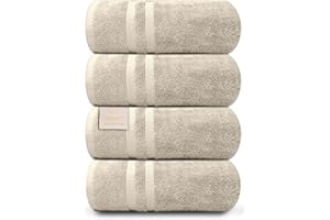 ORGANIX - SUSTAINABLE HEALTH SUPPLIES Organix Oversized 4 Piece Soft Bath Sheets Towels 550 GSM Cotton Bath Towels Extra Large 35"x70", Highly Absorbent & Quick Dry, Super Soft Hotel Quality Extra Large Bath Towels, Daily Use (Beige)
