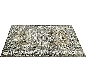 DRUM N BASE DRUMnBASE Vintage Persian Style Stage Rug, Non Slip Waterproof Rug for Stage or Studio Use to Reduce Vibrations, Green, 6 FT X 5.25 FT