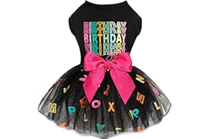 PINKBOW Dog Dress, Birthday Pet Dog Clothes, Black Mesh Puppy Dog Princess Dresses, Small