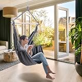 Ohuhu XL Swing Chair with Hardware Kit Gray 150kg Capacity Cushions view 2