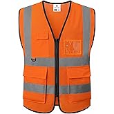 caparazon Unisex High-Visibility Reflective Safety Vest with Zippered Pockets - ANSI/ISEA Certified for Enhanced Work Safety