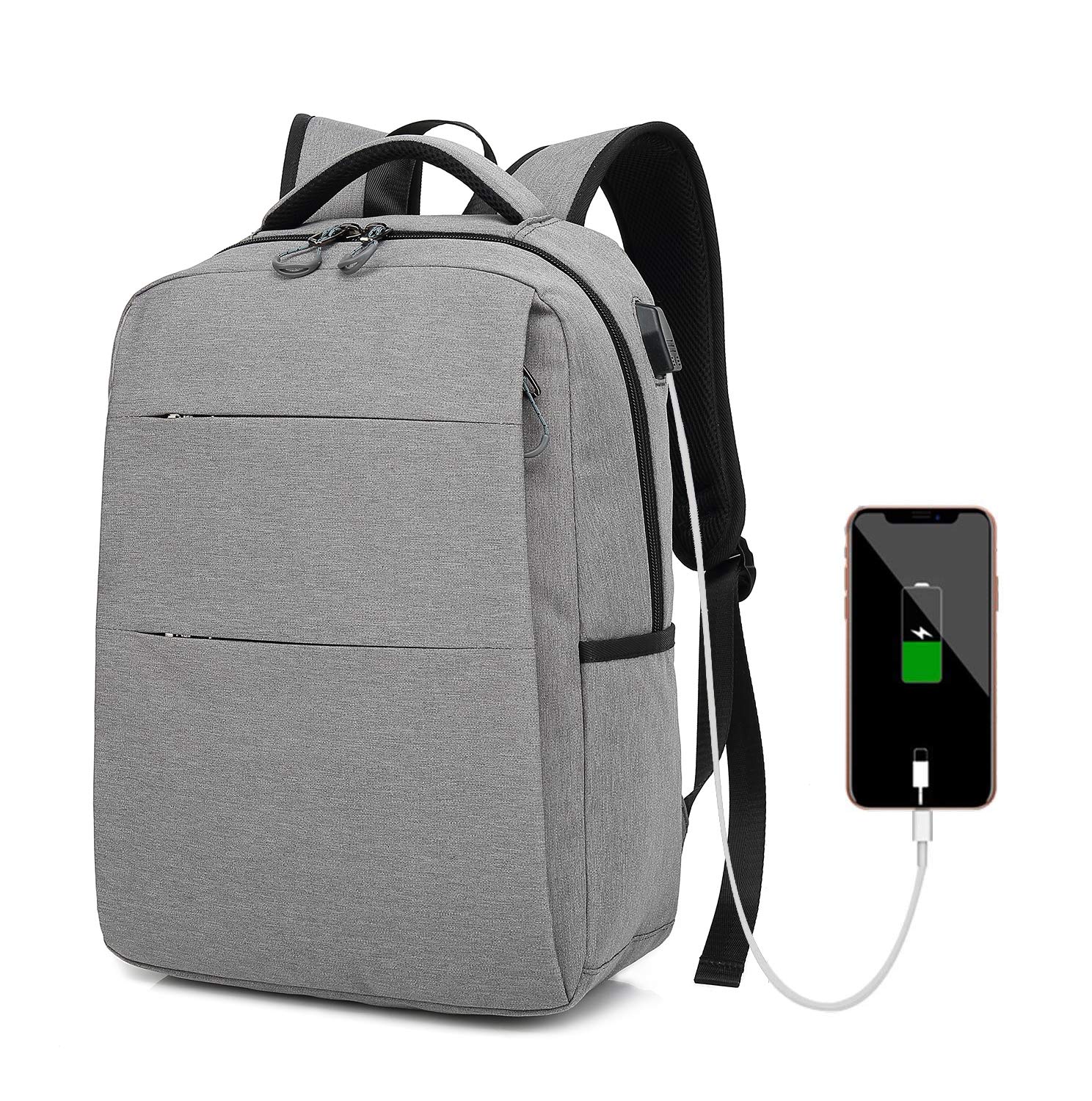 Business Travel Backpack, Laptop Backpack with USB Charging Port for Men Womens Boys Girls, Anti-Theft Water Resistant College School Bookbag Computer Backpack Fits 15.6 Inch Laptop & Notebook