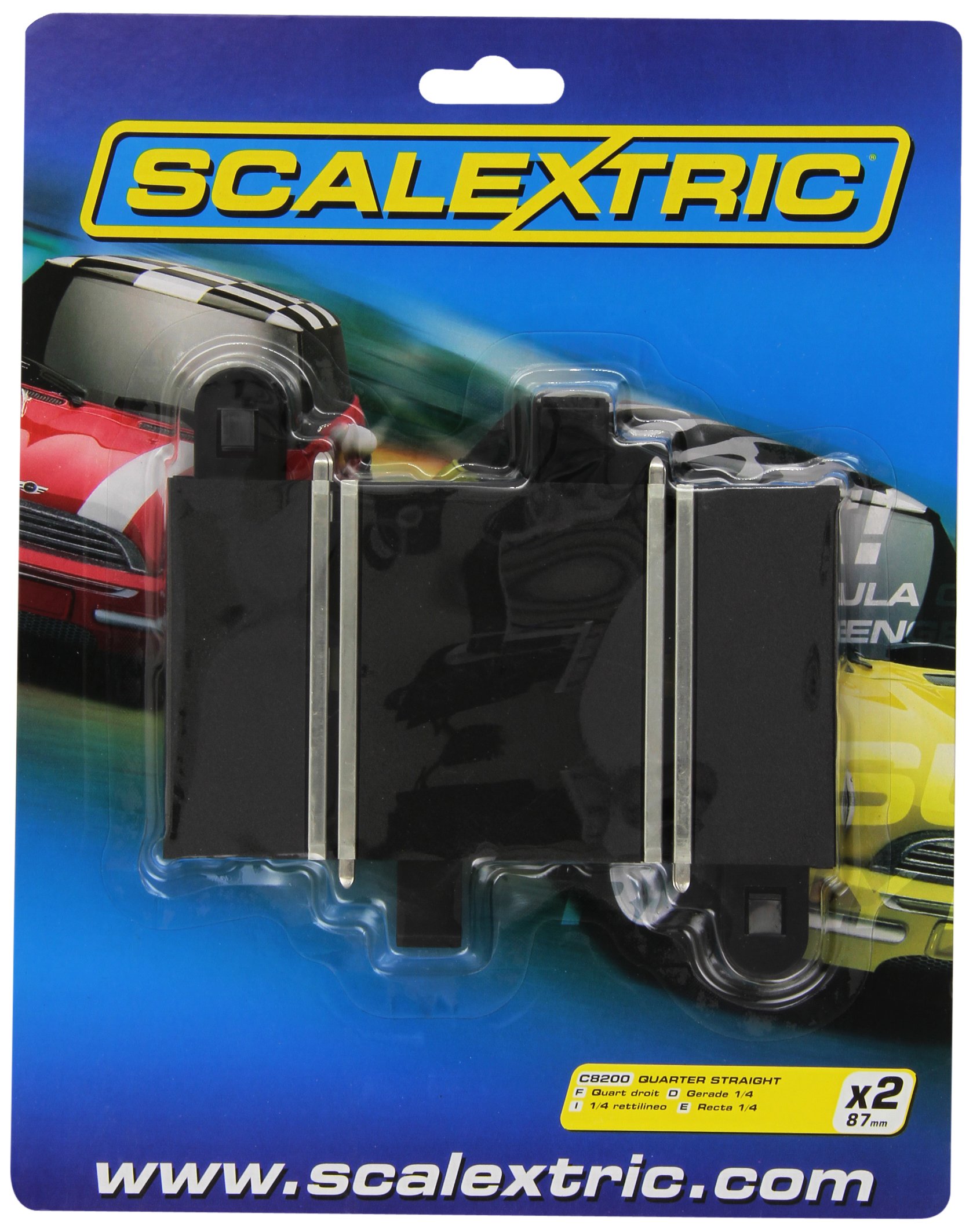 Scalextric C8200 Quarter Straight 87 millimetre x2 (C158) 1:32 Scale Accessory, Black/White