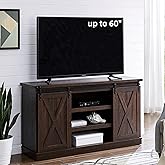 EDYO LIVING Farmhouse TV Stand for 60 Inch TV, Wood TV Stand with Sliding Barn Door, Entertainment Center with Storage Cabinet, Rustic Media Console for Living Room Bedroom, Espresso