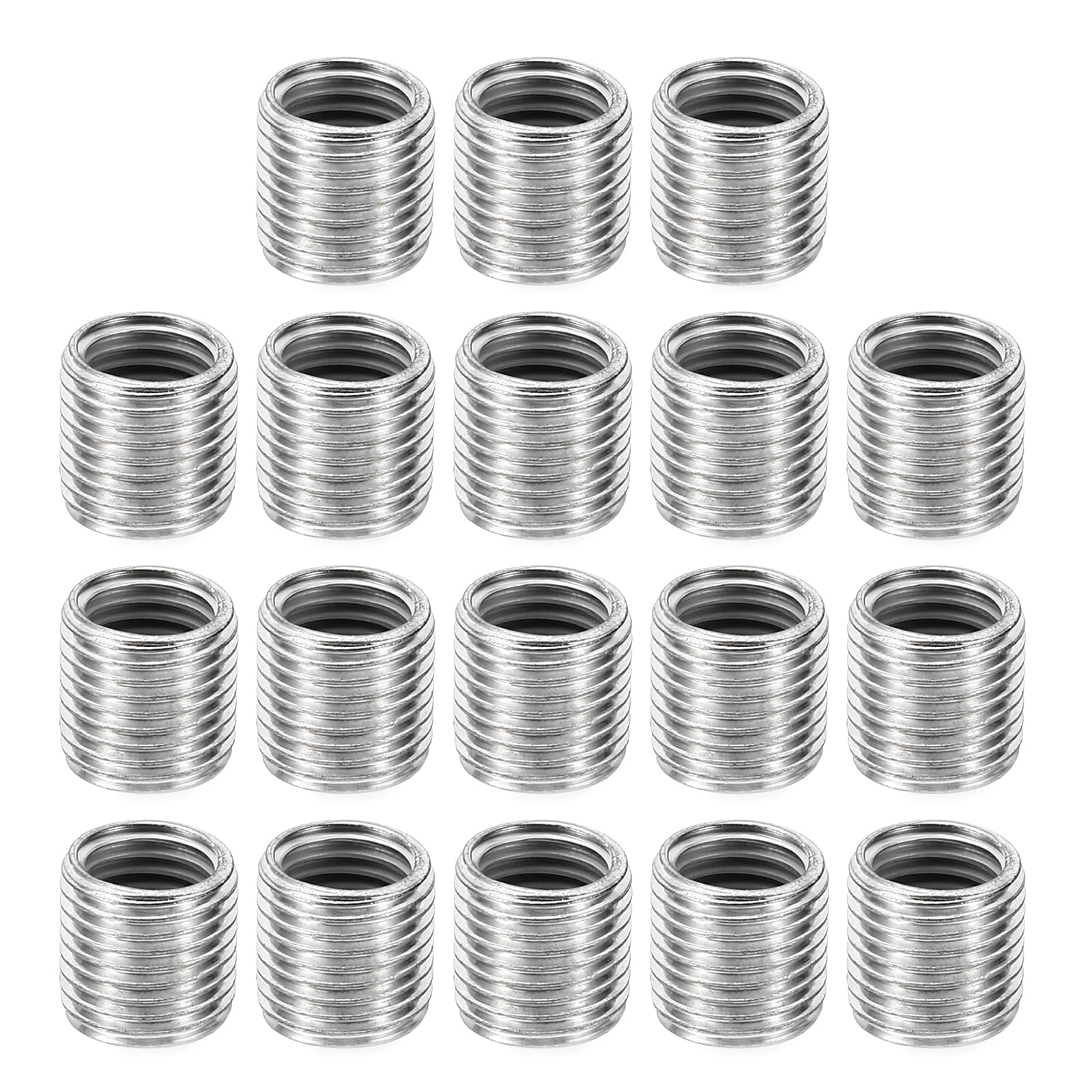 PATIKIL M10xM8x10mm Metal Threaded Repair Insert Nut, 18Pcs Male to Female Fine Thread Sleeve Inserts Reducing Nut Adapter Reducer Screw Sleeves, White Zinc