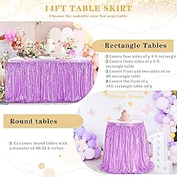 Table Skirt for Rectangle Table 14ft Lavender