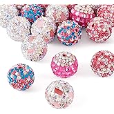 Boutigem 20Pcs 16mm Rhinestone Clay Beads Pave Disco Ball Beads Polymer Clay Round Spacer Beads 5 Styles for Necklace Bracelet Earring Jewelry Making Party Decoration