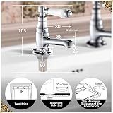 Hapilife Basin Pillar Taps Twin Mixers Victorian White Ceramic Lever Chrome 2 view 7