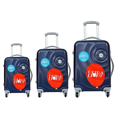 Holiday 20/24/28 Inch ABS, 360 Degree Rotating Wheels Scratch Resistant Non-Breakable and Extra Light Weight Trolley Bag (Set of 3)
