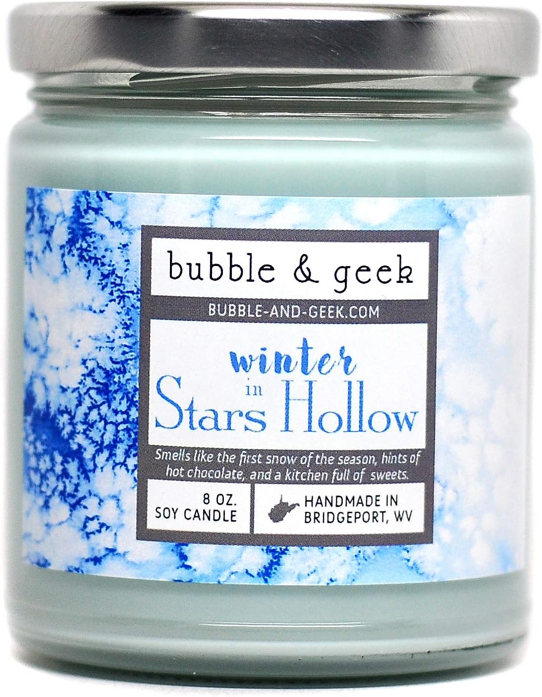 Winter in Stars Hollow scented soy candle - 8 oz. jar - hot chocolate, snow, bakery