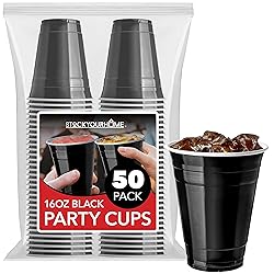 Stock Your Home Black Plastic Cups Disposable, 16oz
