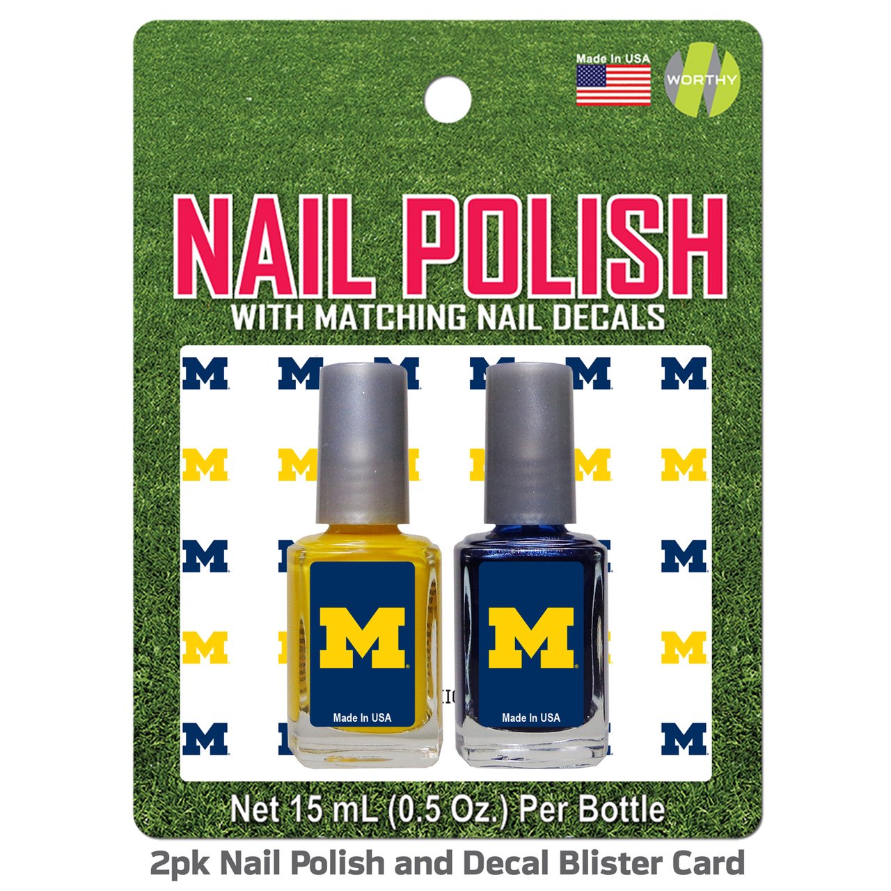Amazon Com University Of Michigan Nail Polish Team Colors And Nail Decals Beauty