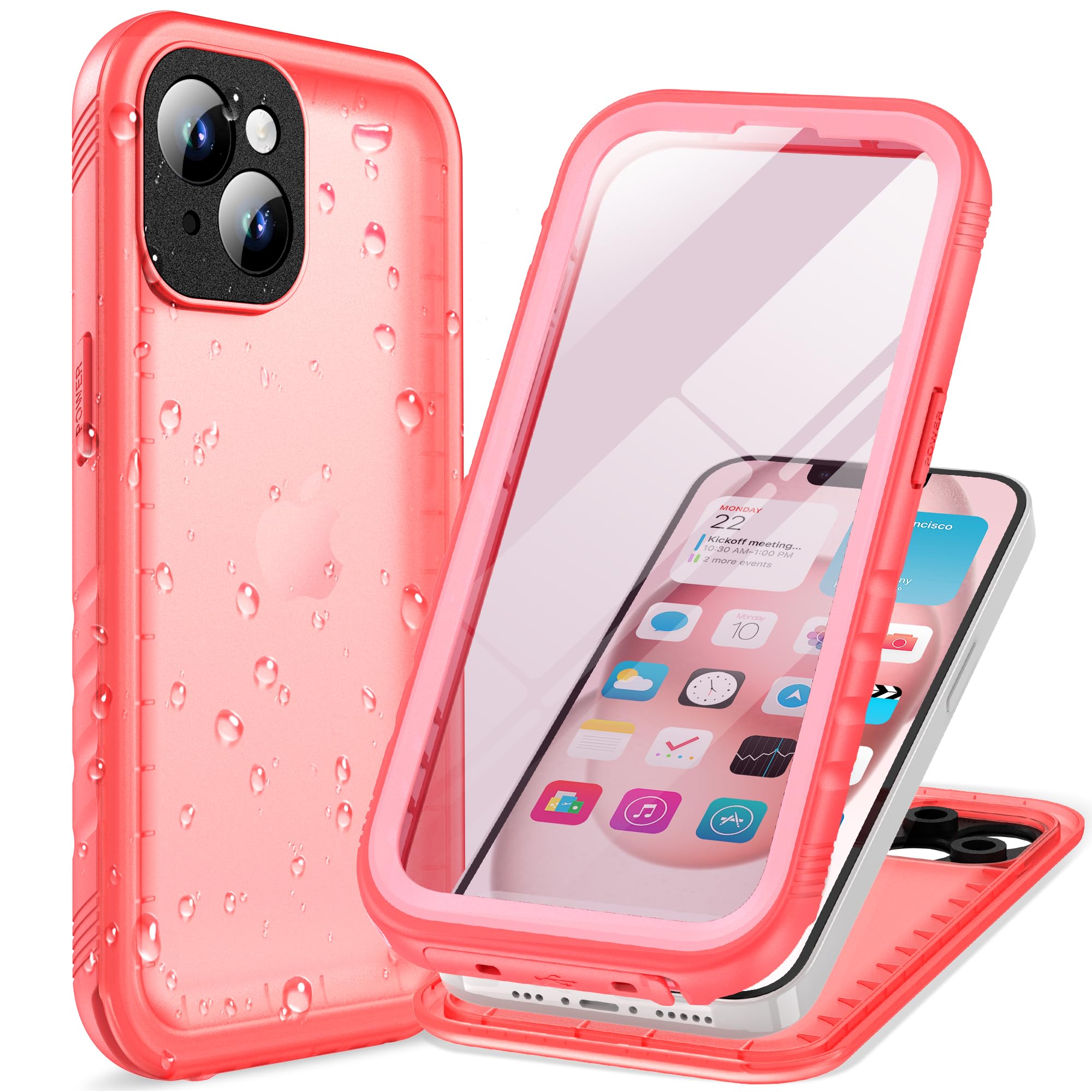 Cozycase Compatible with iPhone 13 Mini Waterproof Case - Full Body Dustproof Shockproof Rugged Waterproof Case for iPhone 13 Mini 5.4 Inch Pink