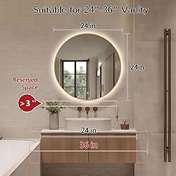 Niccy 24" LED Backlit Round Mirror for