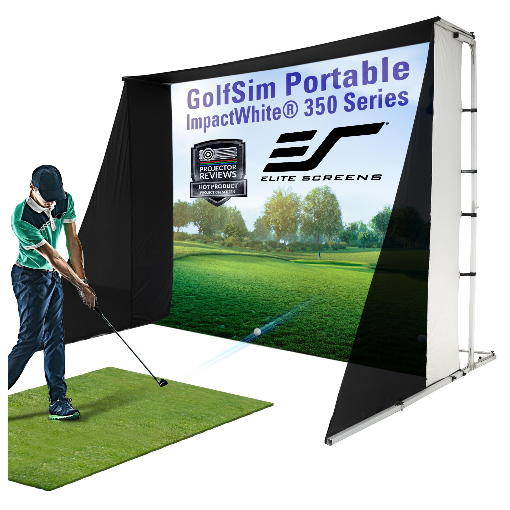 Photo 1 of Elite Screens Golf Impact Screen Golf Simulator Impact Screen 8 ft x10 ft, Golf Hitting Screen for Simulator, Enclosed Golf Screen for Training, GolfSim Bay GSP0810-IPW350