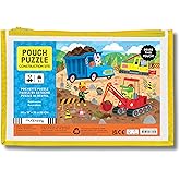 Mudpuppy Construction Site – 12 Piece Puzzle with Reusable Zipper Pouch Featuring Colorful and Fun Illustrations of Vehicles and Animals Workers Perfect for Easy Storage and Travel