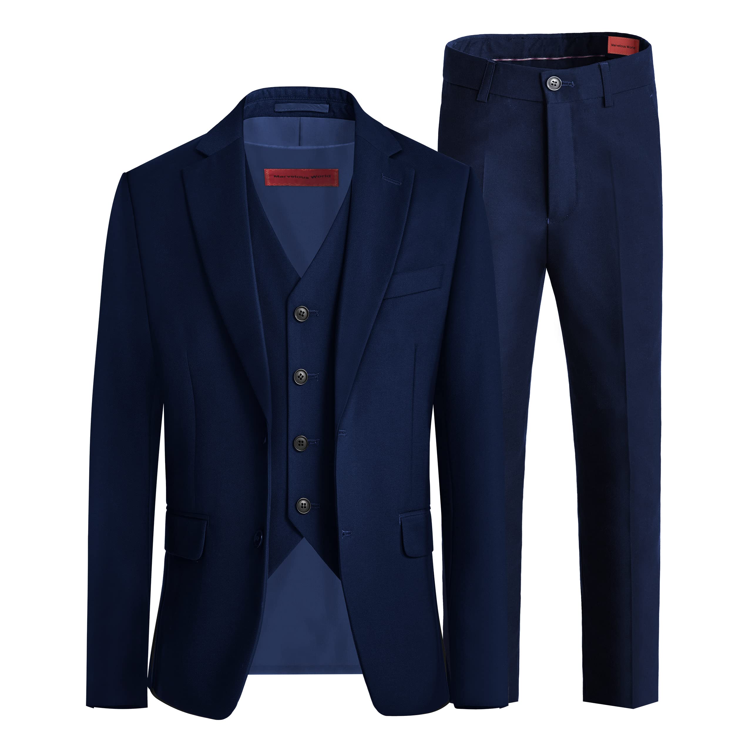 Marvelous World Boys Navy Slim Fit Suits Set Formal