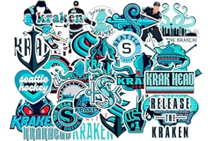 MEDIAWORKS 30 PCS Seattle American Kraken Hockey Stickers for Water Bottle, Laptop, Bicycle, Computer, Motorcycle, Travel Case, Car Decal Decoration Sticker
