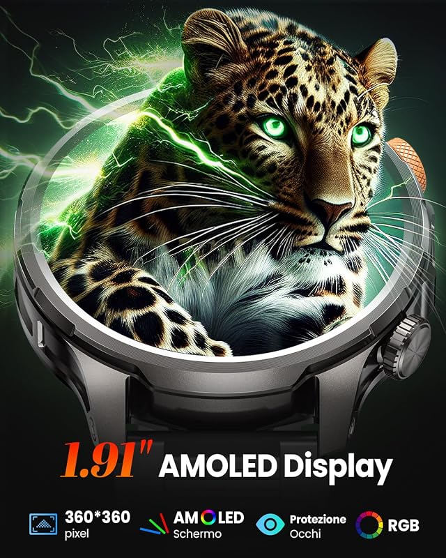 Smartwatch Uomo Militare con 1000mAh/Torcia LED, Nero — foto 8 di 8