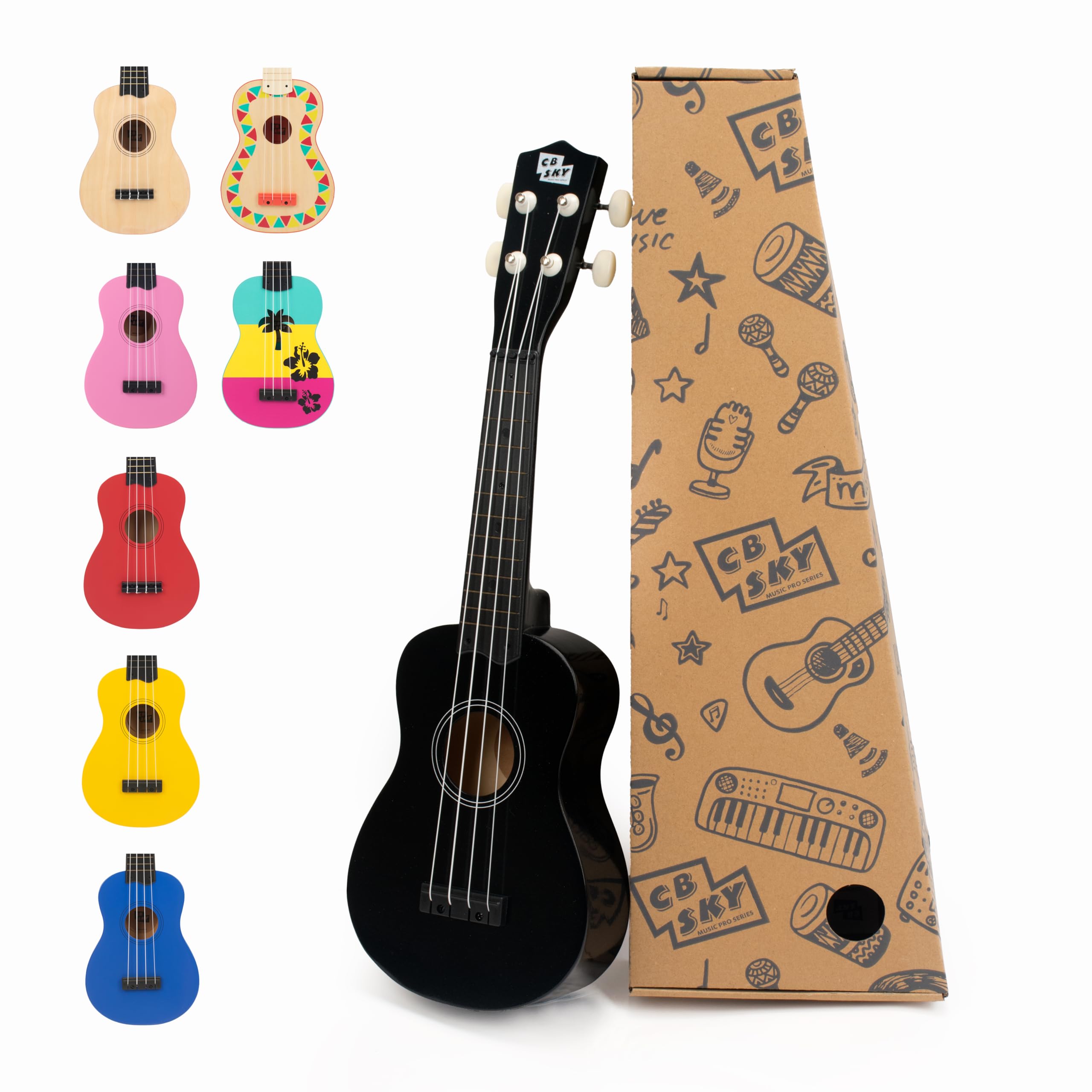 CB SKY 21" (53cm) Soprano Ukulele for Kids/Beginners - Black