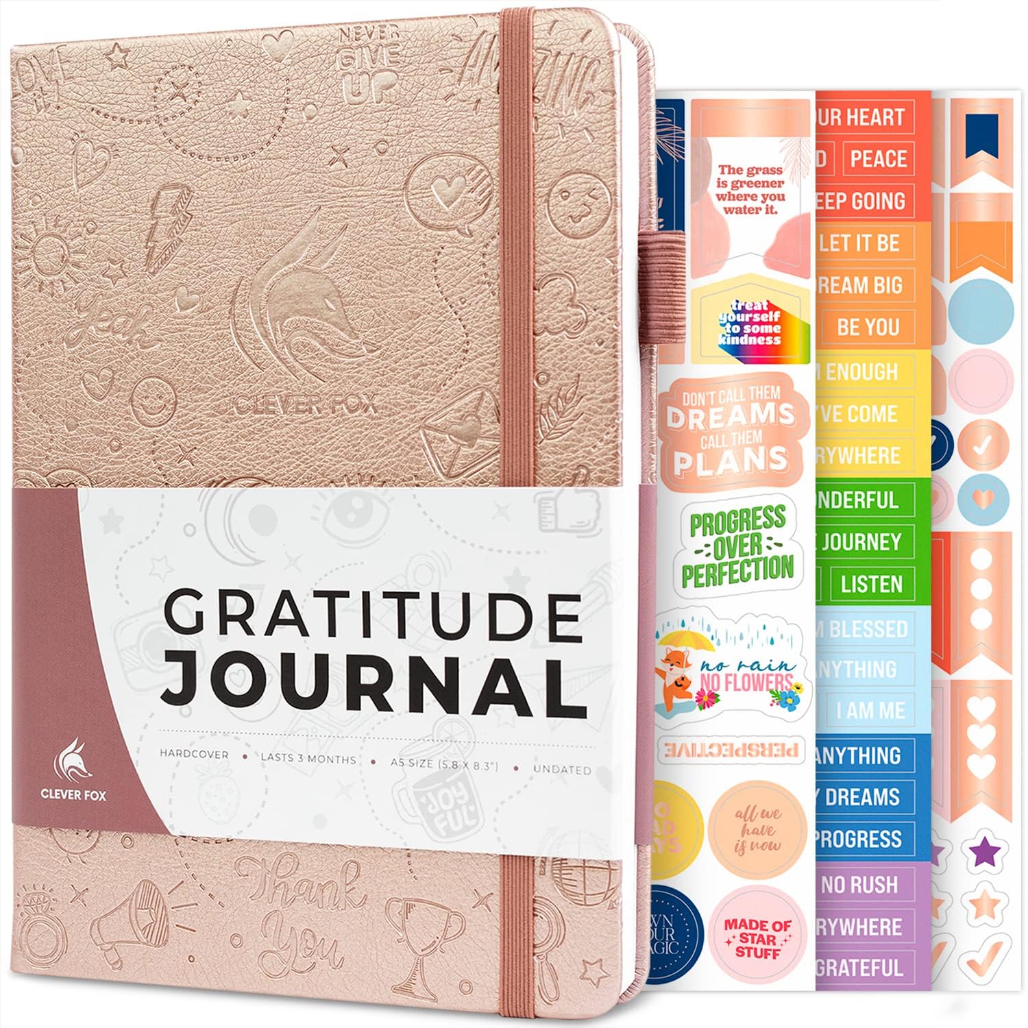 Clever Fox Gratitude Journal – Happiness, Positivity & Affirmation Daily Journal – Inspirational Daily Notebook – 3 Months, A5 (Rose Gold) — image 1