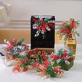 Lakkity 12Pcs Bows for Gift Wrapping, 6 Inch Curly Ribbon Bows, Self Adhesive Burst Gift Bow for Presents,Paper Bag, Baby Shower Favors, Wrapping Accessories, Wedding Decor (Red Green Silver)