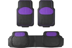 FH Group Car Floor Mats - Heavy-Duty Rubber Floor Mats for Cars, Universal Fit Full Set, Trimmable Automotive Floor Mats, ClimaProof Floor Mats For Most Sedan, SUV, Truck Floor Mats Purple