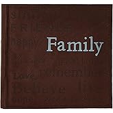 Pioneer Photo Albums 10004163 TXT-200BN Family Text Design Sewn Faux Suede Cover Album, Multicolor