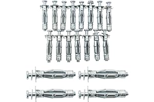 Runseaway 15Pcs M4x32mm Heavy Duty Zinc Plated Steel Molly Bolt Hollow Drive Wall Anchor Screws for Drywall, Plaster, and Tile, Ideal for Home and Professional Use