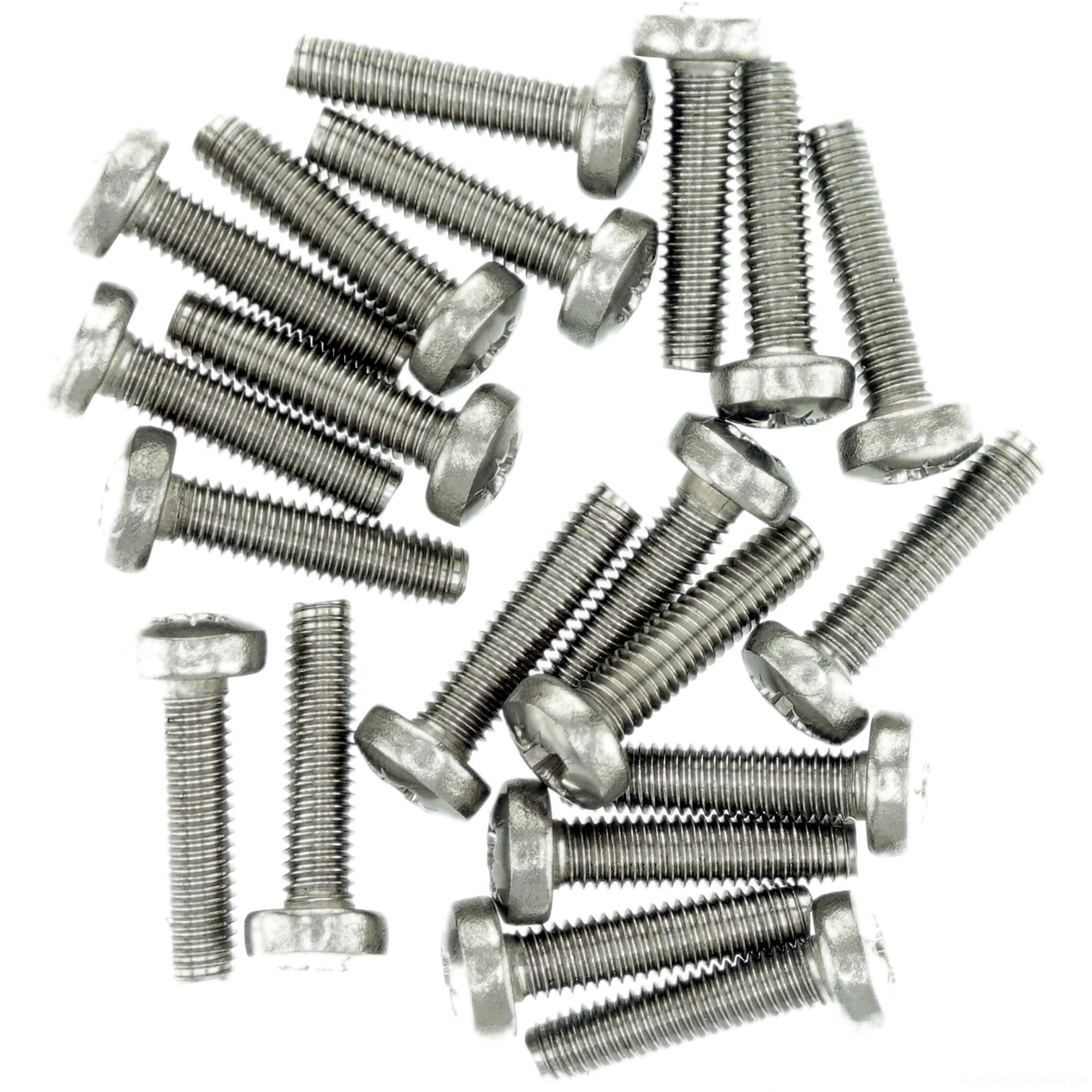 M2.5 (2.5mm x 10mm) Pozi Pan Thread Rolling Screw - Stainless Steel (A2) (Pack of 20)