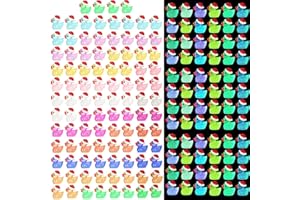 kapeiluo 100Pcs Luminous Mini Resin Ducks Plastic Small Duck Bulk, Glow in The Dark Tiny Ducks for Garden Landscape Aquarium DIY Decor Dollhouse Prank Christmas Birthday Party Favors Gift(10 Colors)