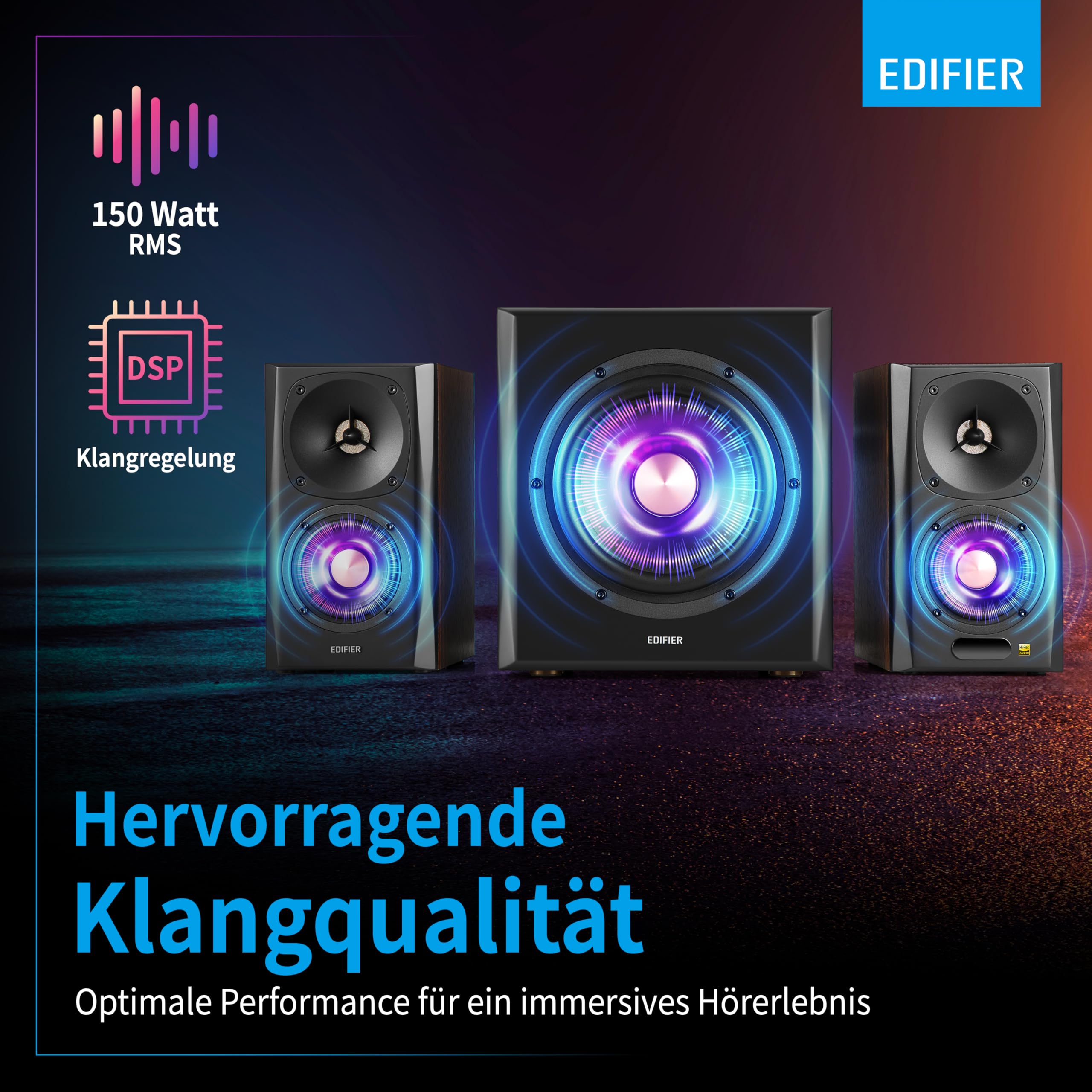 Edifier S360DB 2.1 Regellautsprecher und Subwoofer Lautsprechersystem Bluetooth V5.1 aptX kabelloser Sound für Arbeitszimmer, Wohnzimmer und kleine Räume 3