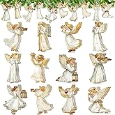 Yookeer 36 Pieces Angel Christmas Ornaments Wooden Xmas Tree Decorations Rustic Hanging Ornaments Farmhouse Angel Christmas Decorations for Xmas Tree Holiday Indoor Decor