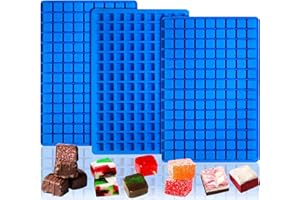 Sidosir Square Hard Candy Mold Silicone, 126-Cavity Mini Gummy Caramel Silicone Molds for Fat Bombs, Chocolate Truffles Mold for Hard Candy, Ice Cube 3Pcs