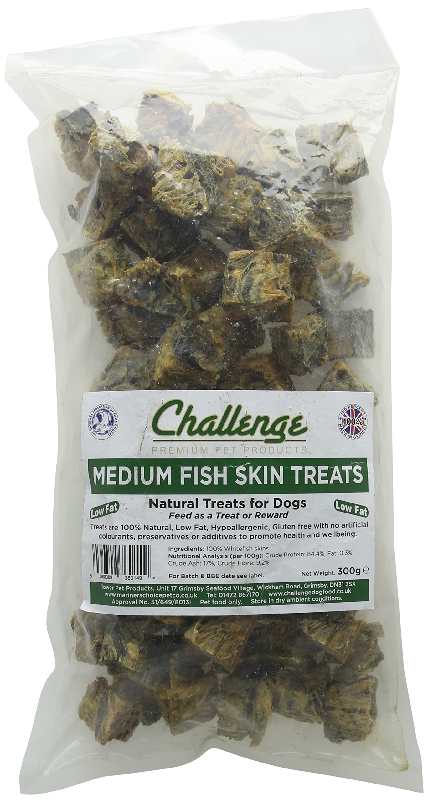 Challenge Jerky Fish Skin Dog Treats Cube, Small, 1 Kg