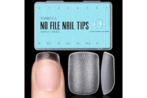TOMICCA Extra Short Square Nail Tips - 450Pcs Soft Tips, 15 Sizes Double-sided Matte Full Cover Gel False for Extensions