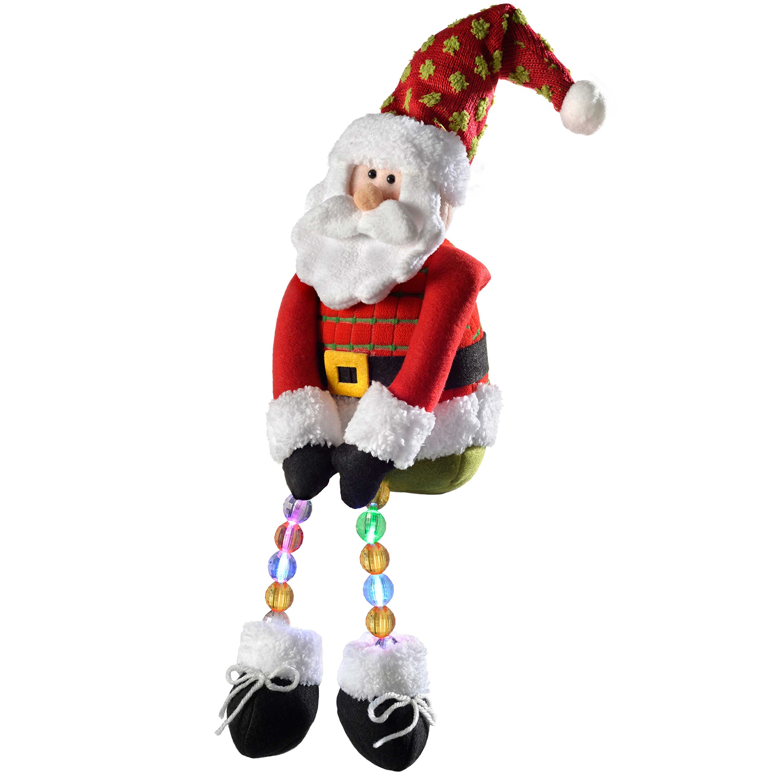 WeRChristmas Pre-Lit Novelty Sitting Santa with LED Light-Up Body and Legs Christmas Decoration - 50 cm, Multi-Colour