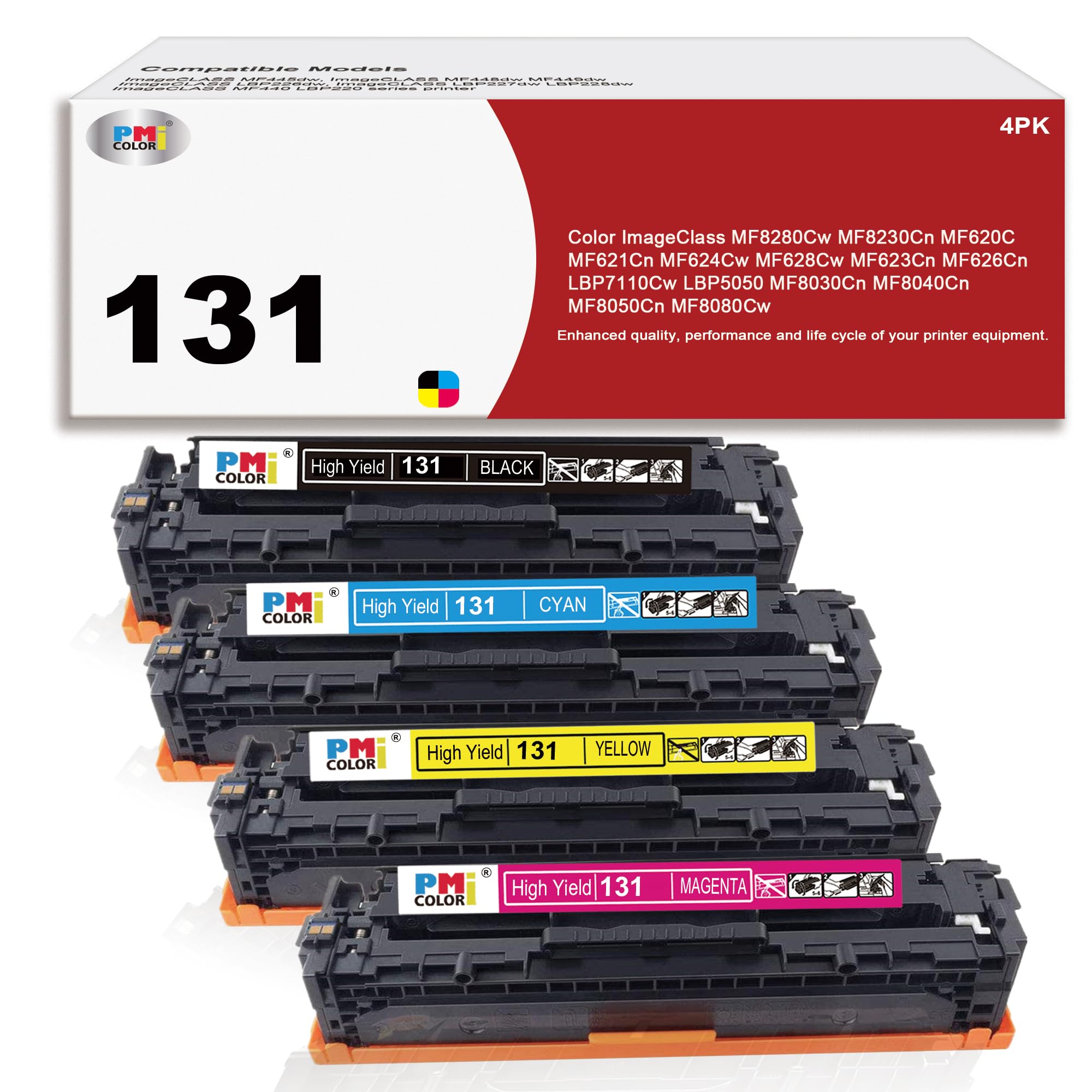 Photo 1 of 131 Toner Cartridges Set Replacement for Canon 131 Toner Fit for Canon Color imageCLASS MF8280Cw, MF624Cw, MF628Cw, LBP7110Cw (Black,Cyan,Magenta,Yellow-4 Pack)