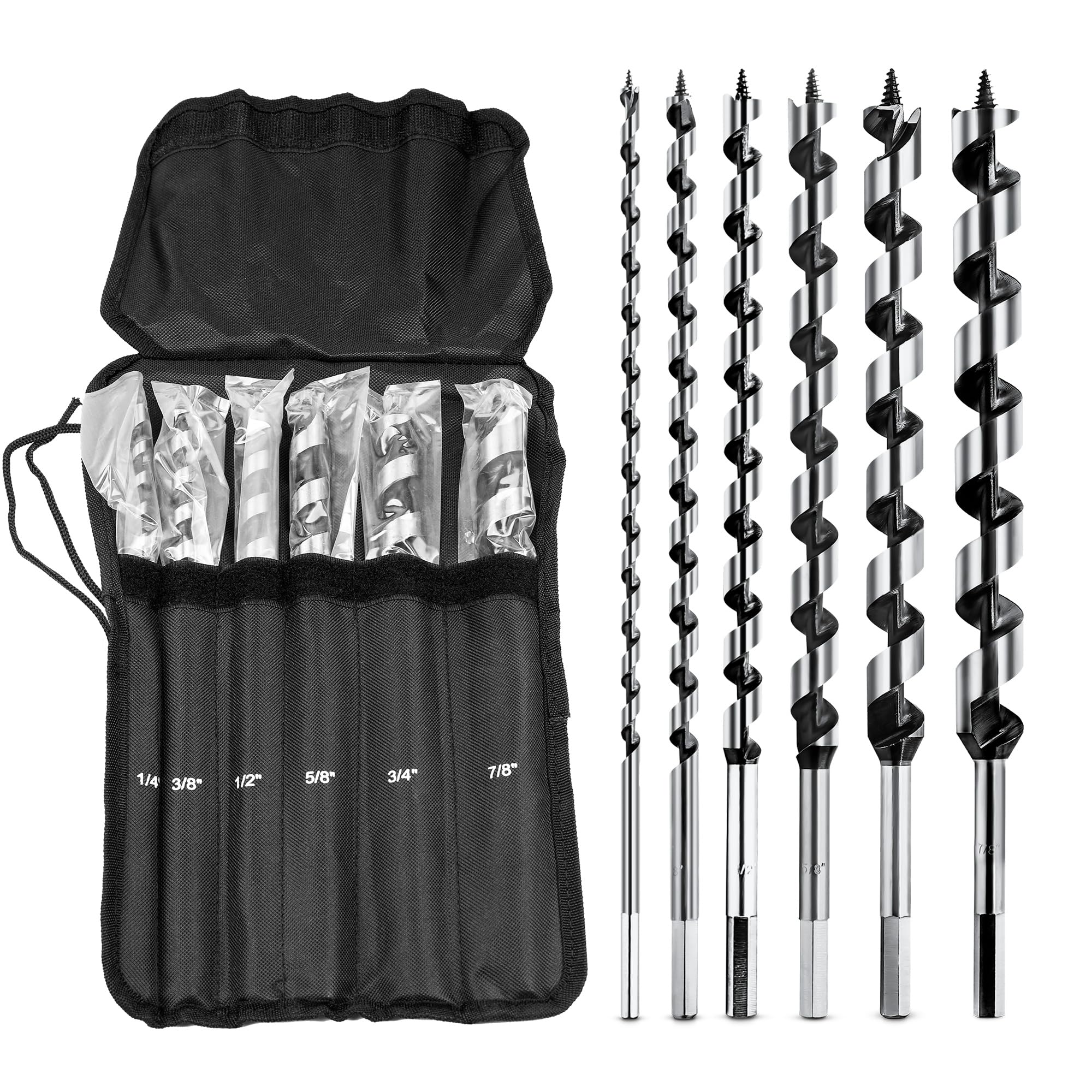 NICAVKIT 6Pcs 12-Inch Long Auger Drill Bit Set for