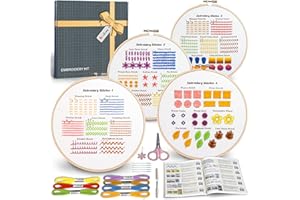 Bradove Classic Embroidery Stitches Practice Kit, Embroidery Kit for Beginners, Beginner Embroidery Kit for Adults, Hand Embroidery Kit for Kids, Stitches Kit