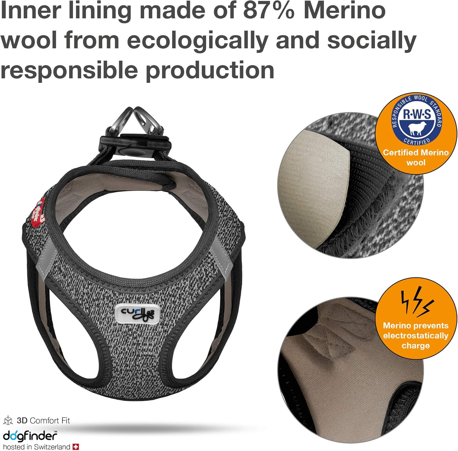 Curli Vest Harness Merino Black M BigaMart