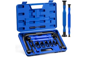 YSSNIUTOOL Valve Spring Compressor | 10 Piece Spring Clamp Tool Kit with C Clamp, Collet Pusher Adapters, Extension Rods, and Lever for Car, Motorcycle, ATV, and Small Engine Repairs (Blue)