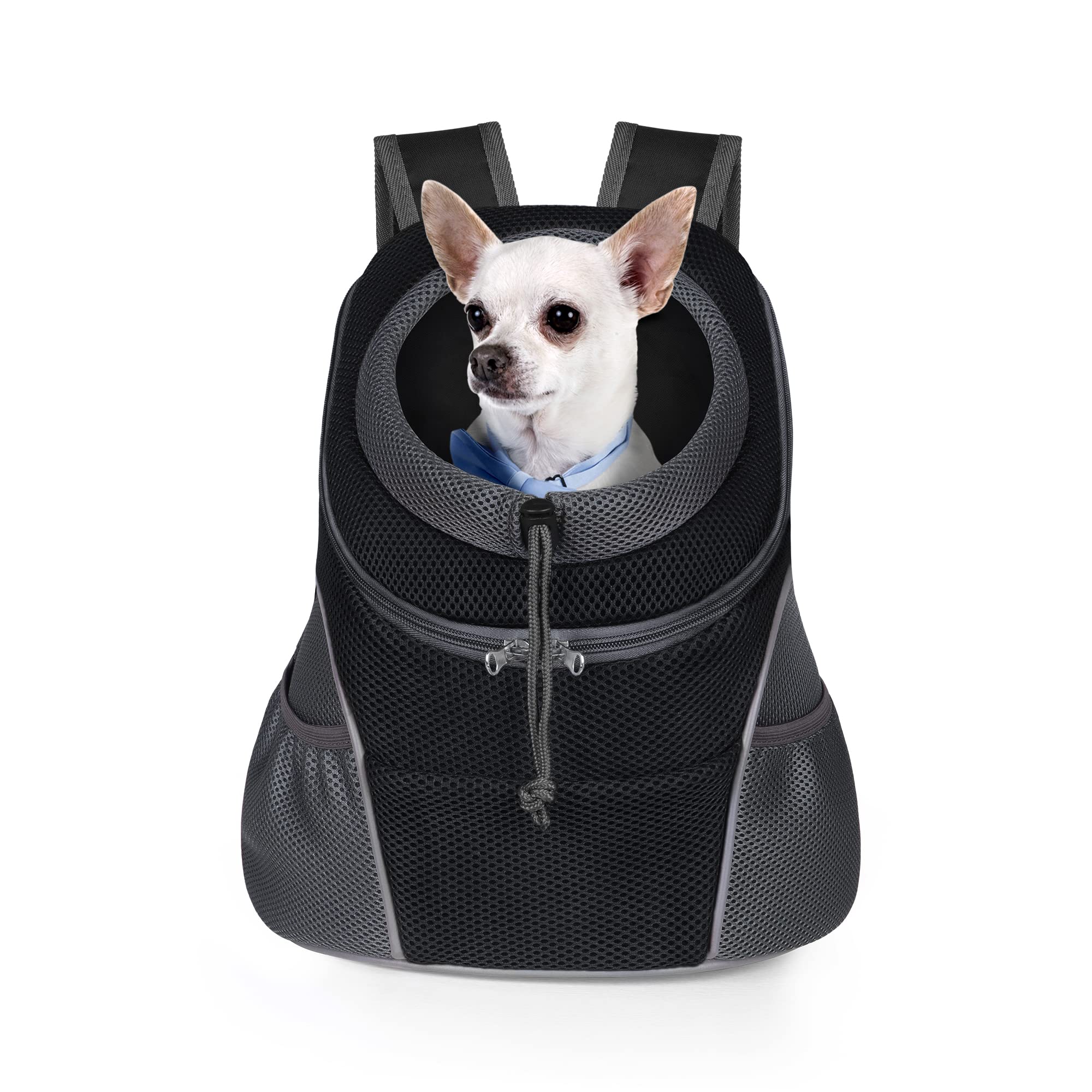 Photo 1 of WOYYHO Pet Dog Carrier Backpack with Storage Pockets Small Dog Front Backpack Adjustable Straps Dog Backpack Breathable Dog Front Carrier with Safety Belt for Travel Hiking Cycling Outdoor Use