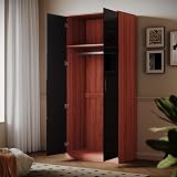 ELEGANT Soft Close 2 Door Wardrobe with Mirrored High Gloss Black Walnut view 8