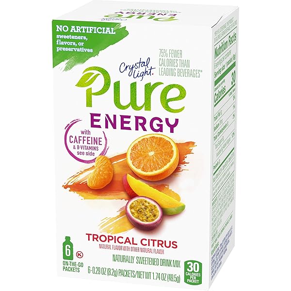 CRYSTAL LIGHT PURE ENERGY TROPICAL CITRUS ON-THE-GO POWDERED DRINK MIX 6 COUNT