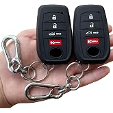 Key Fob Cover for Toyota 2026 2025 Camry and 2026-2023 Corolla Crown | Silicone Key Case, Full Protection, 4-Button, 2-Pack, Black