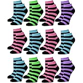 Gelante 12-Pair Women's Ankle Socks, Colorful Comfortable Lightweight Breathable Athletic